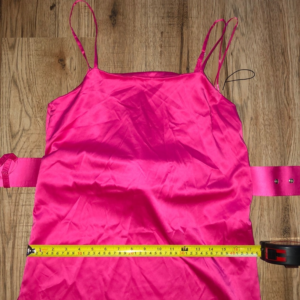 NEW!! Zara Satin Effect Fuchsia Dress Size S - Picture 10 of 12